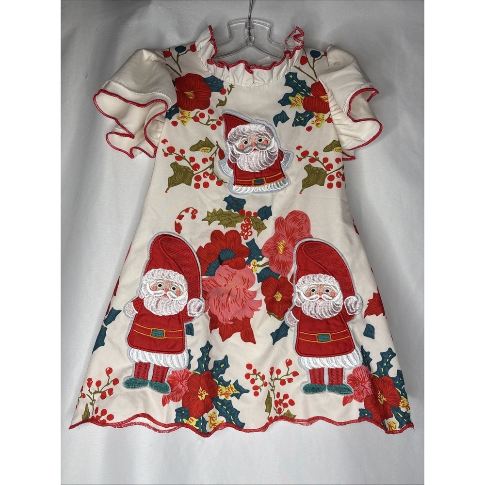 Mini Taylor Girls Size 1-2Y‎ Embroidered Holiday Santa Christmas Dress